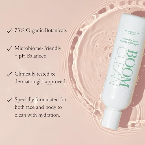 Boom Clean¢ç Face Wash for Women | Calming Botanical Gentle Daily Facial Cleanser | pH-Balanced, Microbiome-Friendly Formula | Hydrating Aloe, Chamomile & Green Tea | Vegan, Cruelty-Free (8 oz)