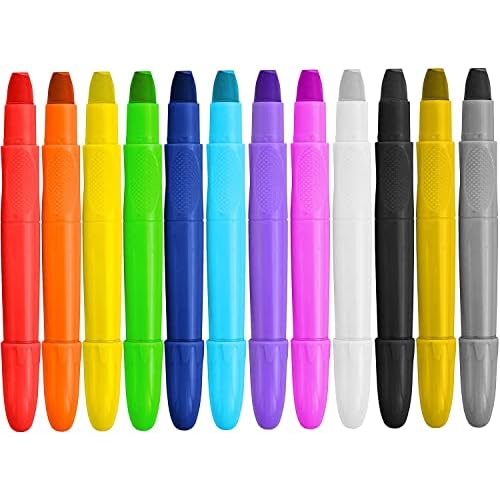 Milcraft Face Paint Crayons - 12 Vibrant Colors Twistable & Washable Face Paint Sticks - Face Painting Kit for Party, Halloween, Belly Painting Kit Pregnancy, Makeup Body Paints for Adults