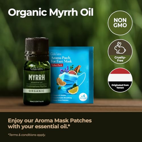 Organic Myrrh Oil for Skin (0.34 fl oz) & Jojoba Oil for Hair (3.4 fl oz) Set - Aromatherapy Grade Essential Oils Set - Gya Labs