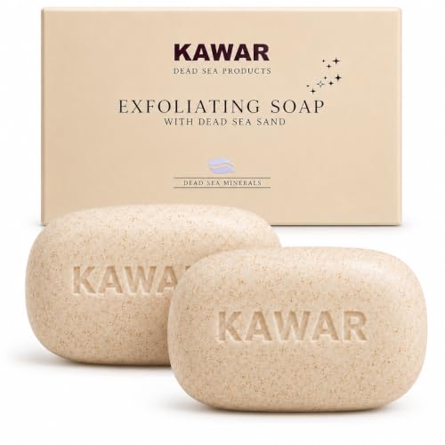 KAWAR Dead Sea Exfoliating Soap Bar 2-Pack with Salicylic Acid, Natural Oils