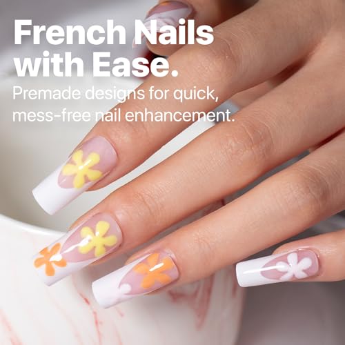 French Tip Press On Nails - Pink Series, Medium Square, 150PCS, 15 Sizes, 5 Styles, Starter Kit - Variation 01 P117KIT2-M