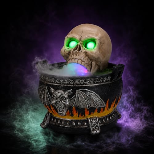 Halloween Skull Fog Machine with Glowing LED Eyes - Cauldron Mist Maker, Skull Cauldron Variation