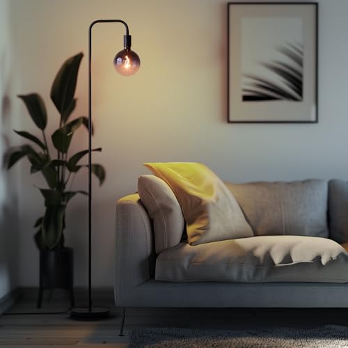 Industrial Lamp Set 3 Piece - Floor & Dimmable Table Lamps with Gradient Black Globe Bulb - Modern Home Decor - Variation of Lamp Set