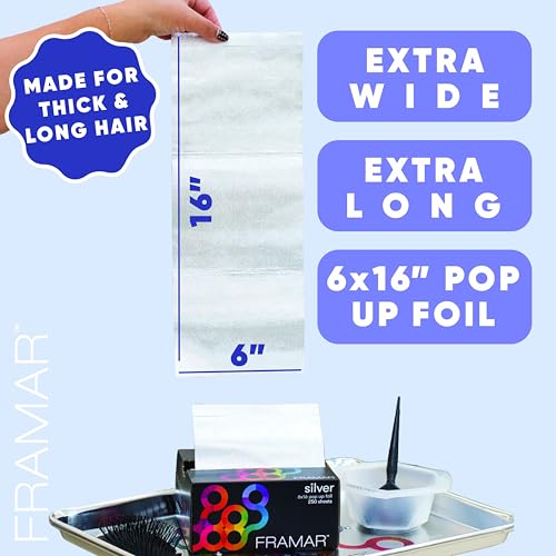 FRAMAR Silver Hair Foils 6x16” Extra Large Non-Slip Highlighting Sheets