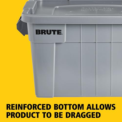 Heavy-Duty Gray Rubbermaid BRUTE Tote with Lid 20-Gallon 2 Pack - Commercial Storage
