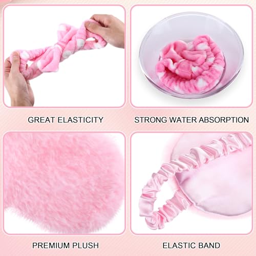Maiteenly 24-Piece Pink Dot Spa Sleepover Party Favors Set with Headbands and Eye Masks for Women and Adults - Bulk