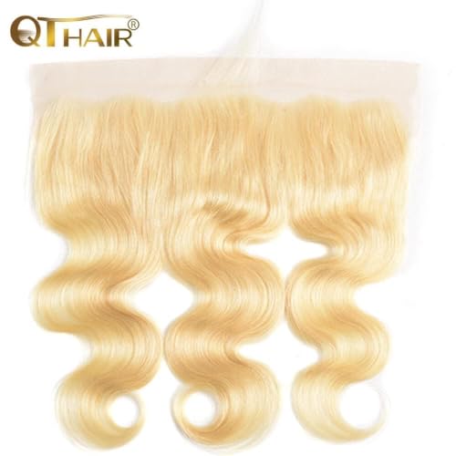 Russian Blonde Body Wave Lace Frontal Human Hair 12 Inch Pre-Plucked Natural Hairline