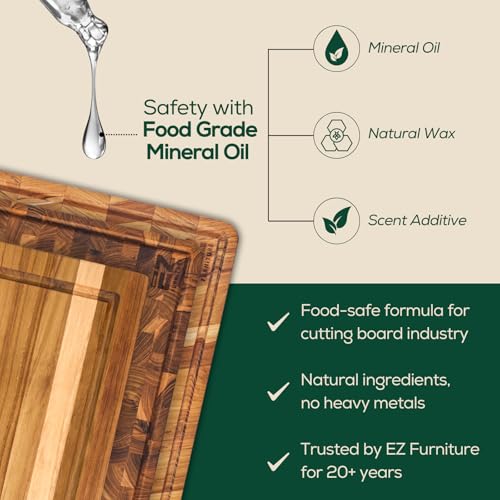 EZ FURNITURE XL Teak End Grain Reversible Cutting Board 24" x 18" with Juice Groove & Handles