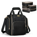Travel Makeup Bag with 5 Removable Cases, Large Cosmetic Case Make up Organizer with Strap and Multiple Storage Pockets, Black (Patented Design)