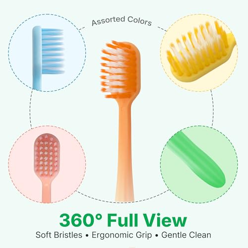 200 Count Disposable Toothbrushes with Peanut Grip - Individually Wrapped, Travel & Guest Use