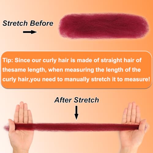 Afro Kinky Curly Human Hair Extensions Burgundy 12 Inch - 50g Pack