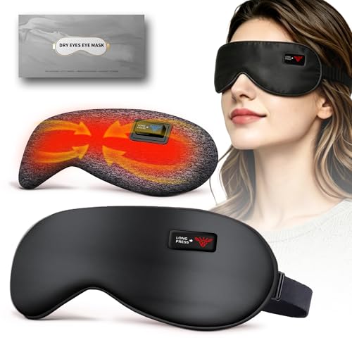 Heated Eye Mask for Dry Eyes Relief, Cordless Sleeping Eye Compress, Rechargeable, Washable, Adjustable Temperature