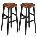 Rustic Brown 28 Inch Industrial Bar Stools Set of 2 with Footrest, Easy Assembly