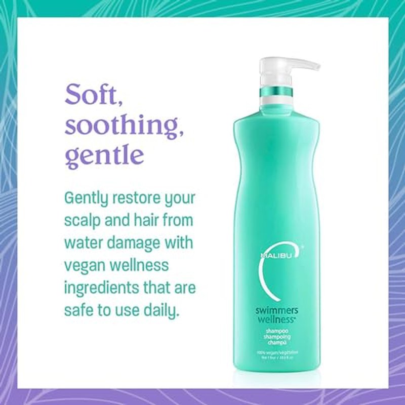 Malibu C Swimmers Wellness Shampoo - Protects Hair Against Chlorine Damage & Combats Brittle Hair - Swimmers Shampoo for Removing Pool Elements
