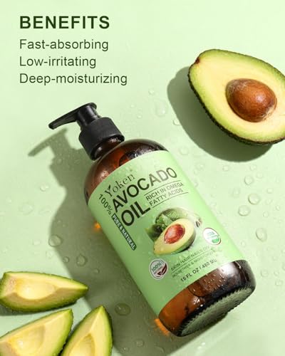 Organic Avocado Oil 16oz - Cold Pressed, USDA Certified, Natural Hair & Skin Nourishing Oil