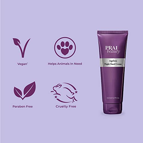 Night Crème - PRAI Ageless Night Hand Cream for Dry & Cracked Hands, Vegan, Paraben-Free, 2.7 Fl Oz