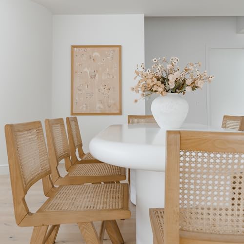 White Large Round Vase for Flowers - 11 Inch Rustic Textured Modern Farmhouse Decor