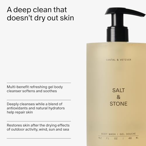 Salt & Stone Hydrating Gel Body Wash + Body Lotion | Santal & Vetiver