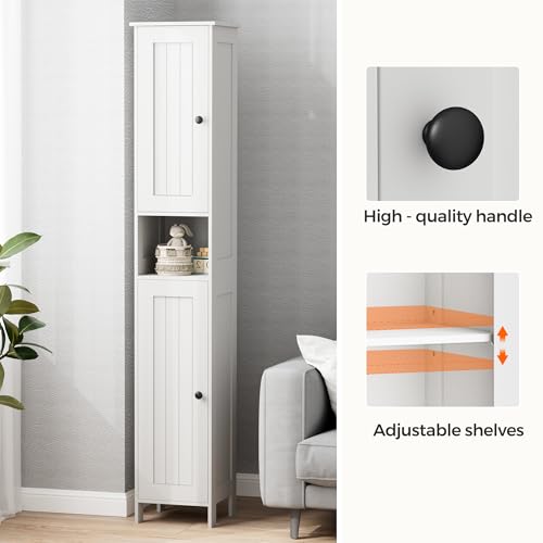 Tall Bathroom Storage Cabinet - White 11.8W Slim Vertical Organizer