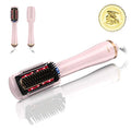 Pink Hair Straightener Brush Dryer - Anti-Scald Ionic & Infrared Styling Tool