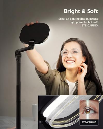 Tall LED Desk Lamp with 50 Light Modes - Eye-Care Edge-Lit Home Office Light - Black 1Pack