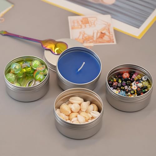 Silver 3 oz Tin Salve Containers - 40 Pack Refillable Aluminum Jars with Lids & Labels