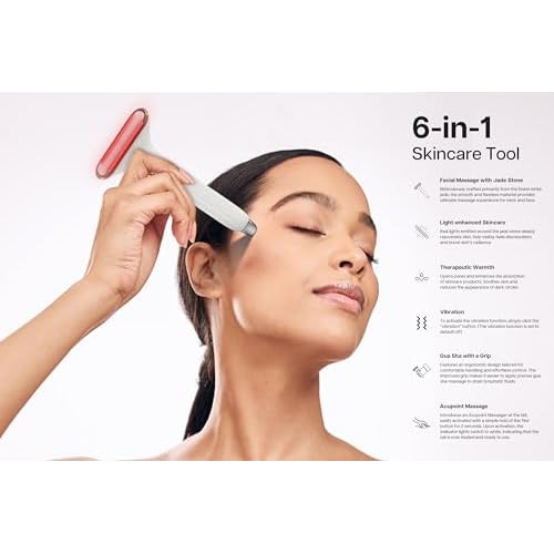 VRAIKO Aurora-X Handheld Gua Sha Device, White Jade Neck Face Massager with Thermal, Vibration and Acupressure Tail, for Face Sculpting Anti-Aging and Relaxation at Home