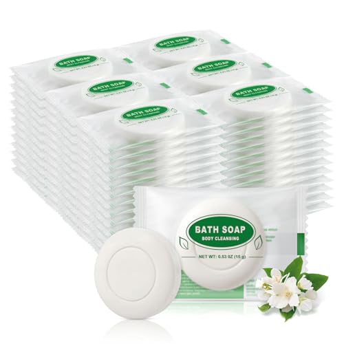 Mini Travel Size Bar Soap Bulk - Pack of 100,Round Individually Wrapped 0.53 oz/15 grams Small Disposable Hotel Soap Bars for Vacation Rentals,Guest,Church,Homeless,Charity
