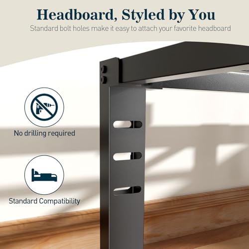 King Size Heavy Duty Metal Bed Frame 14 Inch No Squeak Support Platform - King (U.S. Standard)
