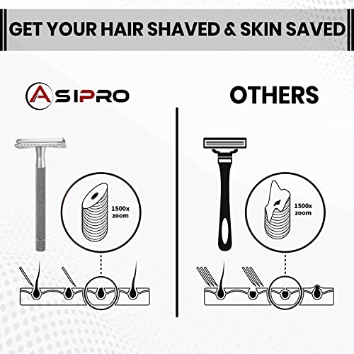 Safety Razor for Men & Women with 10 Double Edge Safety Razor Blades Reusable Double Edge Razor Single Blade Razors for Women & Men Kit Gift Metal Razors Stainless