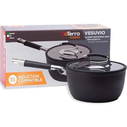 2.6 Qt Nonstick Ceramic Saucepan with Lid - Induction Safe, Oven Ready