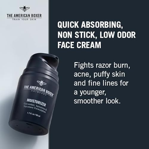 Mens Face Moisturizer, Hydrates Dry Skin, Soothes Irritation, Eliminates Razor Burn & Redness, Daily Use Moisturizing Face Cream, Anti Aging & Anti Wrinkle, Quick Absorbing, No Sticking, No Bad Odors