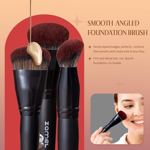 Makeup Brush Set with Holder - 29Pcs Matte Black Vegan Brushes for Face & Eyes, Professional Cosmetic Kit with Large Storage Case