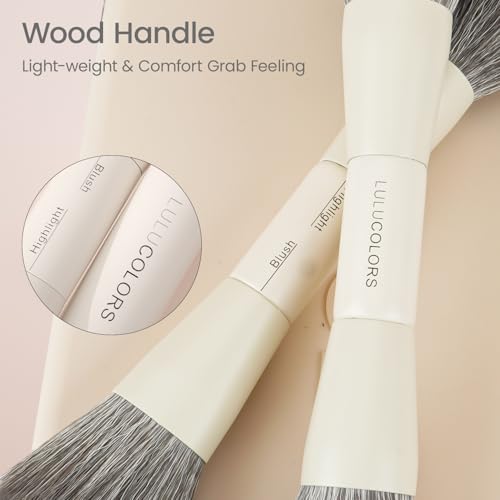 Cream White 13-in-1 Dual-Ended Makeup Brush Set with Sponge - Compact & Travel-Friendly