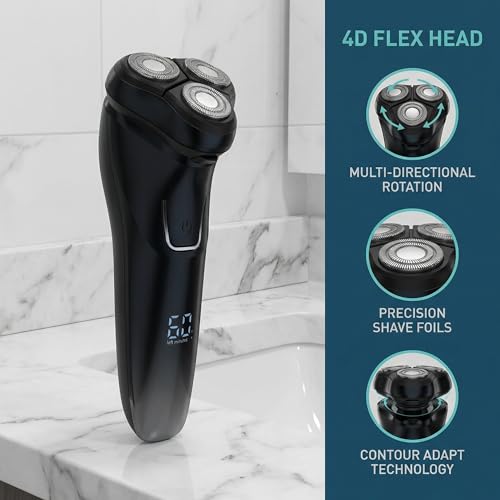 2026 Men's Electric Shaver ? Premium Rechargeable Design, 4D Floating Blades, IPX6 Waterproof, 1.5H Quick Charge, with Built-in Pop-Up Trimmer ? Perfect for Sensitive Skin and Travel