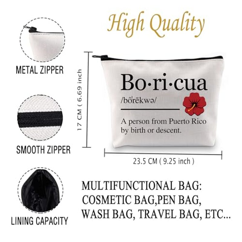 JXGZSO Boricua Definition Cosmetic Bag Latina Puerto Rican Gift Puerto Rico Flower Lover Gift Puertorican Merch (Boricua Bag)