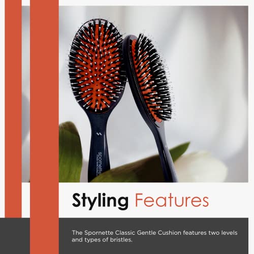 Boar & Nylon Bristle Cushion Hair Brush - Detangle & Style All Hair Types