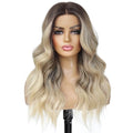 LuxeMelan Ombre Blonde 613 Wavy Lace Front Wig 20 Inch Middle Part Synthetic Heat Resistant Fiber - Natural Look