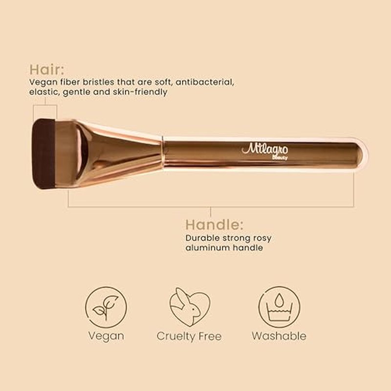 Milagro Beauty Premium Glass Skin Foundation Flat Brush for Liquid Makeup, Spatula Makeup Brush for blending liquid foundation and Cream, Densely Packed Bristles