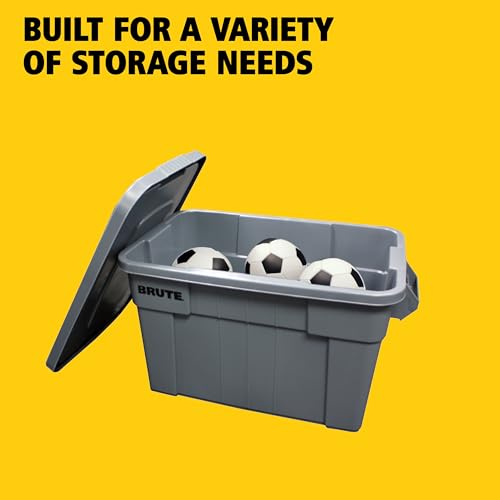 Heavy-Duty Gray Rubbermaid BRUTE Tote with Lid 20-Gallon 2 Pack - Commercial Storage