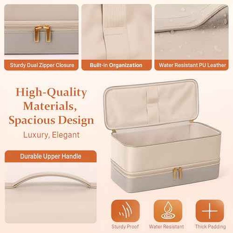 for Dyson Airwrap Travel Case, Shark Flex Style Case, Hair Dryer Travel Bag, Shark Hair Dryer Storage, Airstraight Air Wrap Flexstyle Fusion Organizer, Dyson Travel Bag (Beige & Gray)