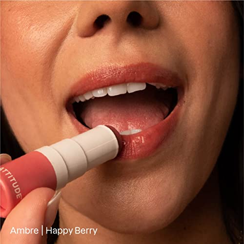 Bundle of ATTITUDE Oceanly Sheer Lip Gloss, Titanium Dioxide-Free, EWG Verified, Plastic-Free, Vegan & Cruelty-free Makeup, Happy Berry, 0.12 Oz + Lightweight Blush Stick, Happy Berry, 0.3 Oz