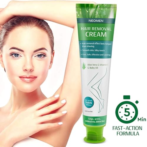 Hair Removal Cream for Men & Women - Painless Depilatory for Sensitive & Intimate Areas, Aloe Vera & Vitamin E, 3.7 Fl Oz Pack of 2