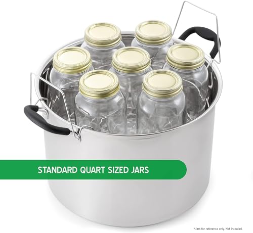 21.5 Qt Stainless Steel Water Bath Canner with Glass Lid & Induction Compatibility - Includes Jar Rack - Durable & Versatile