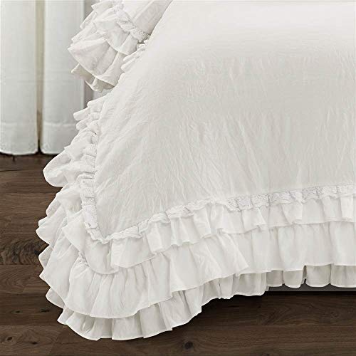 Lush Decor Ella Ruffle Lace Twin Comforter Set - White Ivory 2pc (Twin XL)
