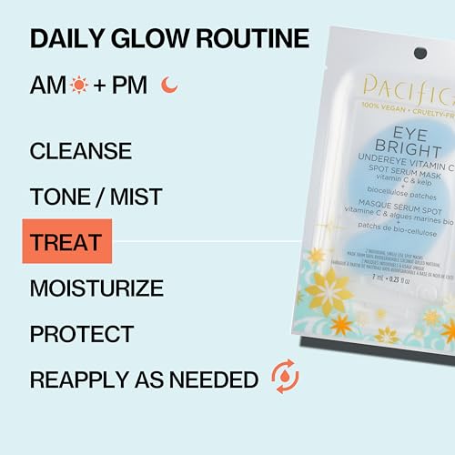 Pacifica 4 Pack Bright Under Eye Vitamin C Mask for Dark Circles & Hydration - Vegan & Cruelty-Free