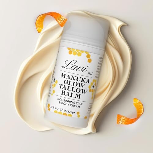 Whipped Beef Tallow Balm with Organic Manuka Honey ? 100% Grass-Fed Tallow Moisturizer for Face and Body ? Orange Vanilla Scented ? Natural Whipped Balm for Dry or Sensitive Skin 2.5oz.
