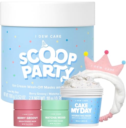 I DEW CARE Scoop Party Ice Cream-Inspired Wash-Off Face Mask Set with Headband