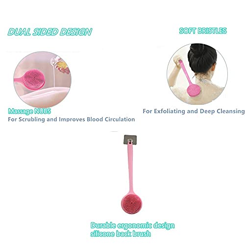 Silicone Body Scrubber, Long Handle Back Scrubber for Shower, Silicone Body Brush Shower Scrubber for Body, Shower Srush Back Brush Body Exfoliator