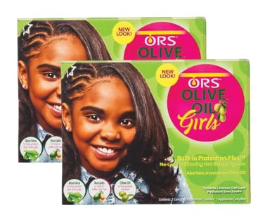ORS Olive Oil Girls Built in Protection Plus No Lye Conditioning Hair Relaxer System (Pack of 2)